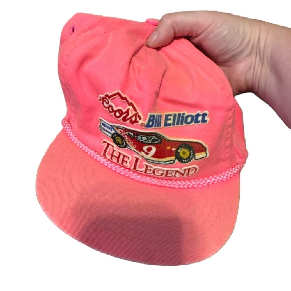 Vintage Bill Elliott 80s Trucker Hat Cap Snapback Coors #9 Nascar Neon Pink RARE